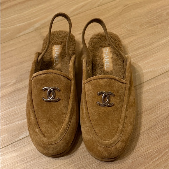 CHANEL Shoes - CHANEL Brown Suede Loafers with Logo